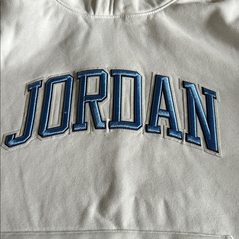 Nike Jordan White Blue “See Me Shine”‎ Fleece Pullover Hoodie Sweatshirt 10-12 M - Picture 9 of 14